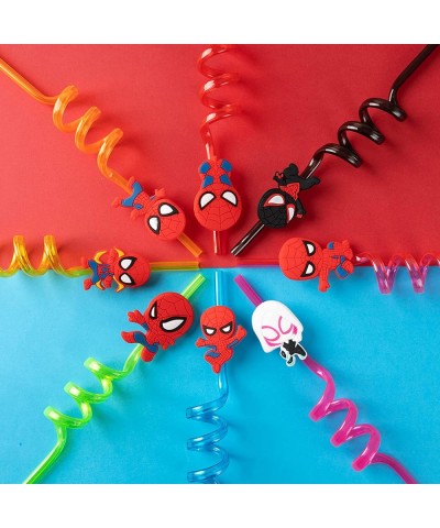 24Pcs Spiderman Birthday Party Supplies Reusable Drinking Straws 8 Designs Spider Party Favors with 2 Cleaning Brush $33.77 K...