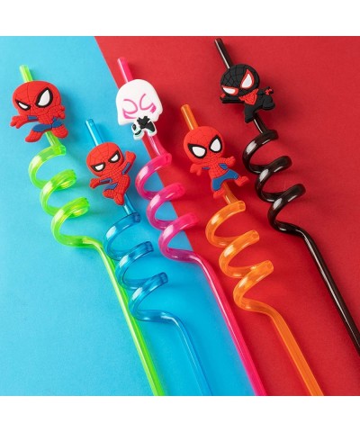 24Pcs Spiderman Birthday Party Supplies Reusable Drinking Straws 8 Designs Spider Party Favors with 2 Cleaning Brush $33.77 K...