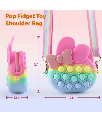 Pop Purse Fidget Toys Bag for Girls and Women Rainbow Rabbit Pop Shoulder Bag Fidgets Mother's Day Party Favor Sensory Silico...