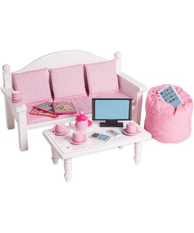 18 Inch Doll Furniture - Couch and Coffee Table with Living Room Accessories - Fits American Generation My Life and Similar 1...