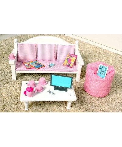 18 Inch Doll Furniture - Couch and Coffee Table with Living Room Accessories - Fits American Generation My Life and Similar 1...