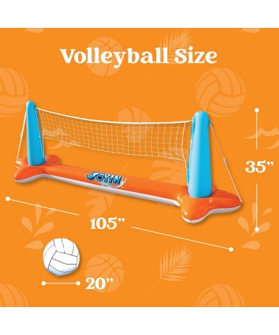 Inflatable Pool Float Set Volleyball Net & Basketball Hoops Floating Swimming Game Toy for Kids and Adults Summer Floaties Vo...