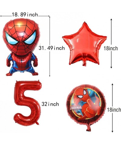 6PCS Superhero Spiderman 5th Birthday Decorations Red Number 5 Balloon 32 Inch | The Spiderman Birthday Balloons for Kids Bir...