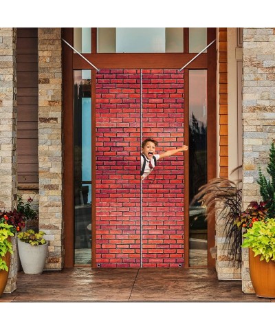 Brick Wall Backdrop Cross Station Brick Wall Party Backdrop Door Curtains for Magical Wizard Party Decoration Wizard Costume ...