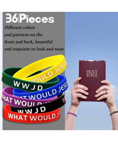 36 Pieces WWJD Bracelets What Would Jesus Bracelets Rubber Colorful WWJD Silicone Wristbands for Fundraiser Church Events Par...