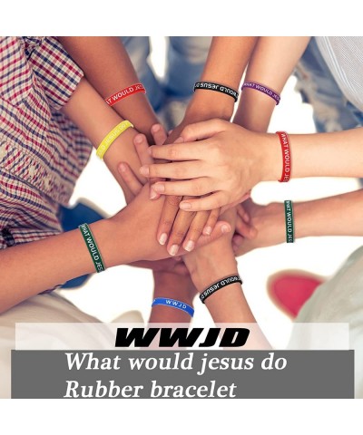 36 Pieces WWJD Bracelets What Would Jesus Bracelets Rubber Colorful WWJD Silicone Wristbands for Fundraiser Church Events Par...