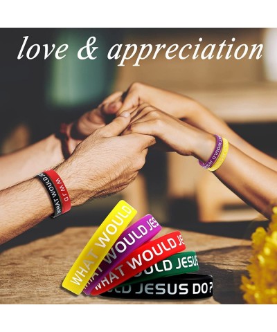 36 Pieces WWJD Bracelets What Would Jesus Bracelets Rubber Colorful WWJD Silicone Wristbands for Fundraiser Church Events Par...