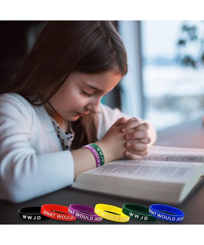 36 Pieces WWJD Bracelets What Would Jesus Bracelets Rubber Colorful WWJD Silicone Wristbands for Fundraiser Church Events Par...