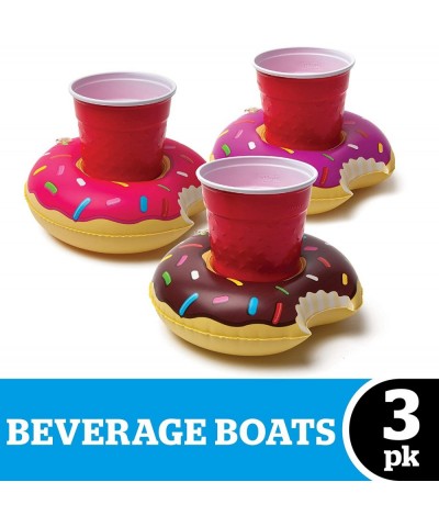 BigMouth Inc. Inflatable Donut Drink Holder Float 3-pack Chocolate Strawberry and Berry Colored Floats Great for Pool Parties...