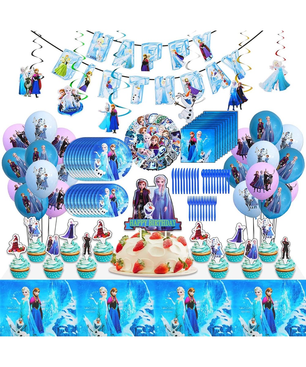 170Pack Frozen Birthday Party Supplies Birthday Party Decorations for 20 Guests Include Happy Birthday Banner Hanging Swirls ...