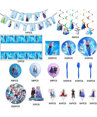 170Pack Frozen Birthday Party Supplies Birthday Party Decorations for 20 Guests Include Happy Birthday Banner Hanging Swirls ...