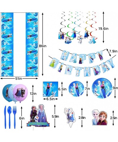 170Pack Frozen Birthday Party Supplies Birthday Party Decorations for 20 Guests Include Happy Birthday Banner Hanging Swirls ...