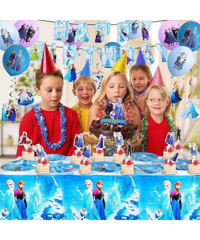 170Pack Frozen Birthday Party Supplies Birthday Party Decorations for 20 Guests Include Happy Birthday Banner Hanging Swirls ...