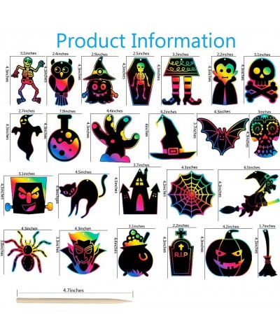 Halloween Magic Scratch Cards 24PCS Skeleton Spider Witch Pumpkin Rainbow Scratch Paper Scratch Art Crafts & Scratch Sticks &...