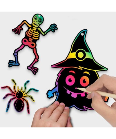 Halloween Magic Scratch Cards 24PCS Skeleton Spider Witch Pumpkin Rainbow Scratch Paper Scratch Art Crafts & Scratch Sticks &...