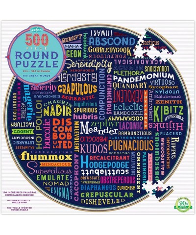 eeBoo: Piece and Love 500 100 Great Words Piece Round Circle Jigsaw Puzzle High-Quality Puzzle for Adults and Families Glossy...