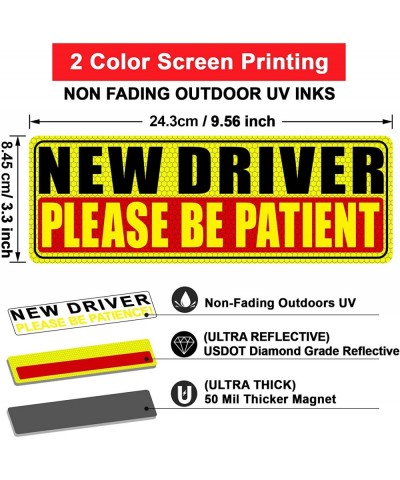 New Driver Magnet for Car - Student Driver Car Magnet Funny Safety Warning Magnetic Reflective Reusable Signs for Teenage Dri...