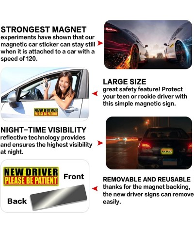 New Driver Magnet for Car - Student Driver Car Magnet Funny Safety Warning Magnetic Reflective Reusable Signs for Teenage Dri...