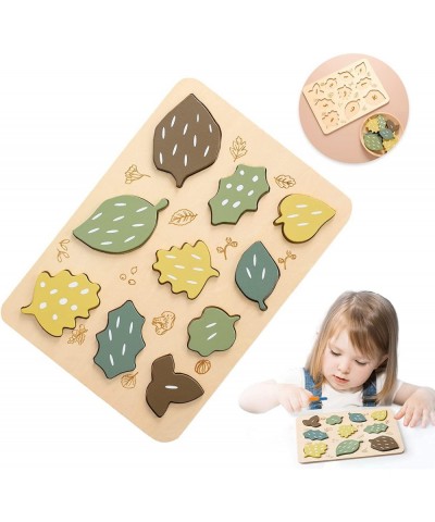 Wooden Puzzles for Toddlers 1-3 Leaf Shape Baby Puzzles Montessori Toy for Toddler Early Development and Activity Educational...