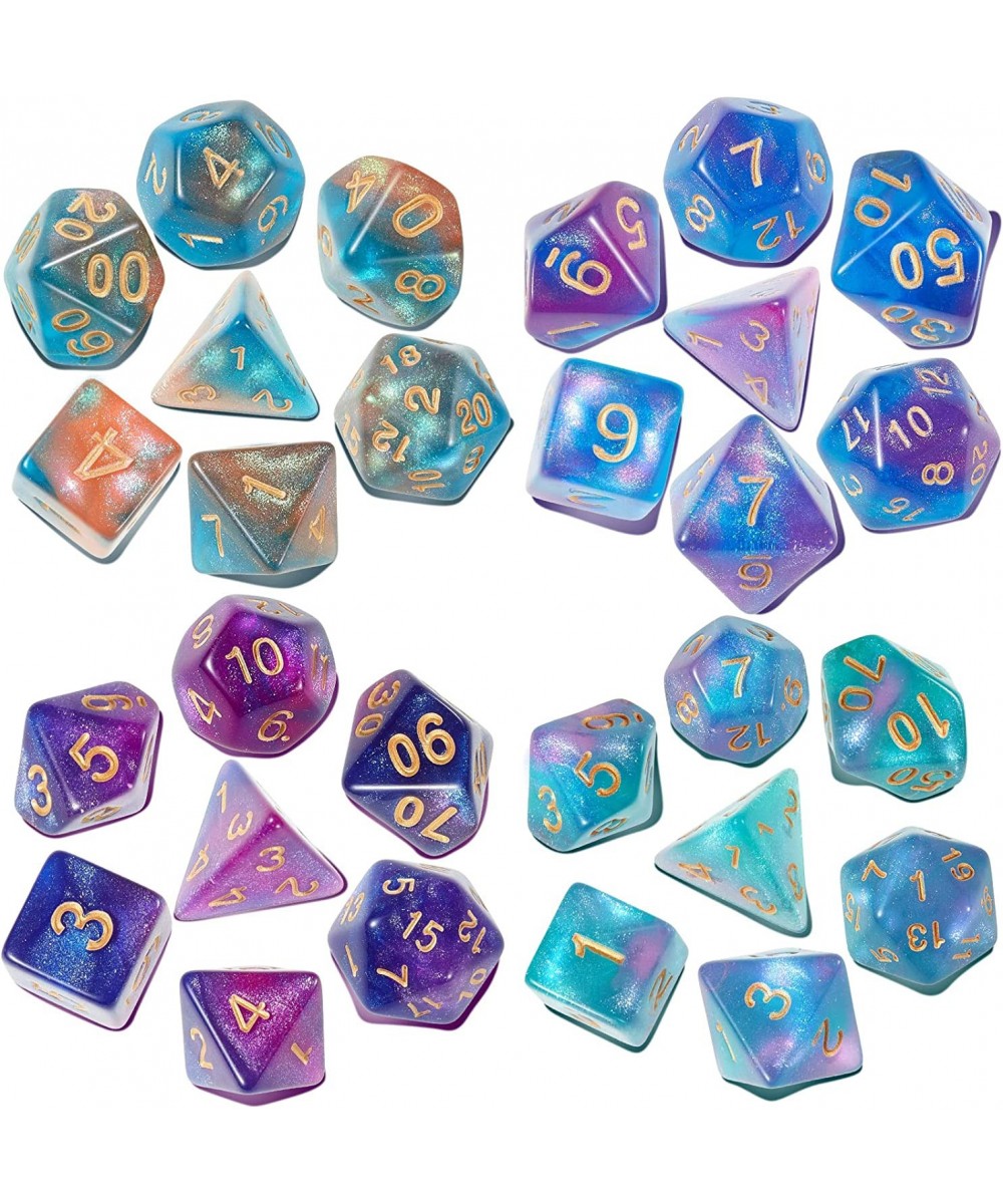 Glitter Dice Set 4 x 7 Sets (28 Pieces) of Galaxy Glitter Polyhedral Dice for Dungeons and Dragons RPG MTG Table Board Roll P...