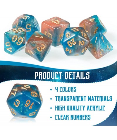 Glitter Dice Set 4 x 7 Sets (28 Pieces) of Galaxy Glitter Polyhedral Dice for Dungeons and Dragons RPG MTG Table Board Roll P...