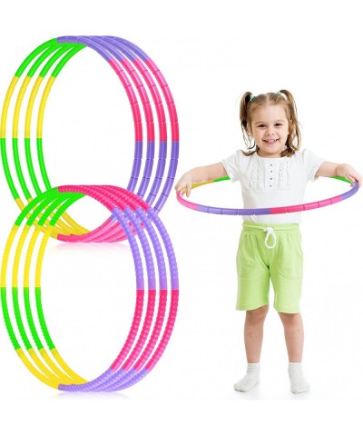 8 Pack Exercise Hoop for Boys Girls Adjustable Detachable Length Toy Color Plastic Hoop for Fitness Sport Playing Gymnastics ...