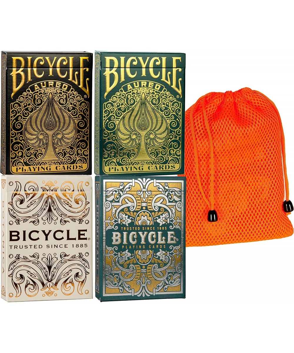 Bicycle Cards Botanica Promenade Aureo Green and Aureo Black - 4 Deck Custom Bundle with Orange Mesh Storage Pouch $43.80 Car...