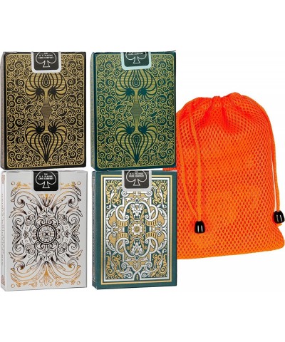 Bicycle Cards Botanica Promenade Aureo Green and Aureo Black - 4 Deck Custom Bundle with Orange Mesh Storage Pouch $43.80 Car...