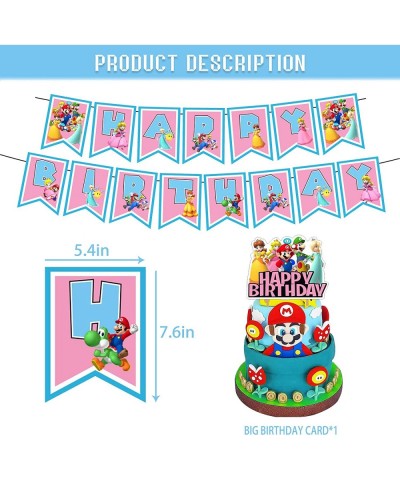 Princess Peach Birthday Party Supplies Baby Peach Birthday Party Decorations Includes Cake Topper Banner Ballons for Princess...