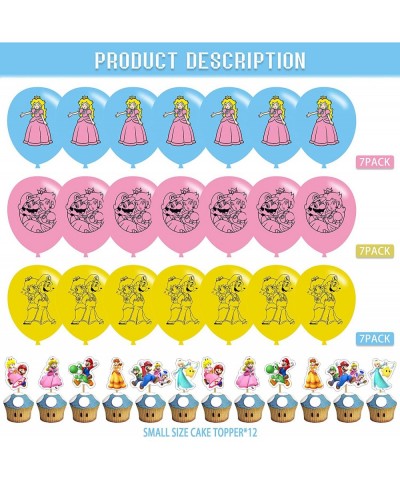 Princess Peach Birthday Party Supplies Baby Peach Birthday Party Decorations Includes Cake Topper Banner Ballons for Princess...