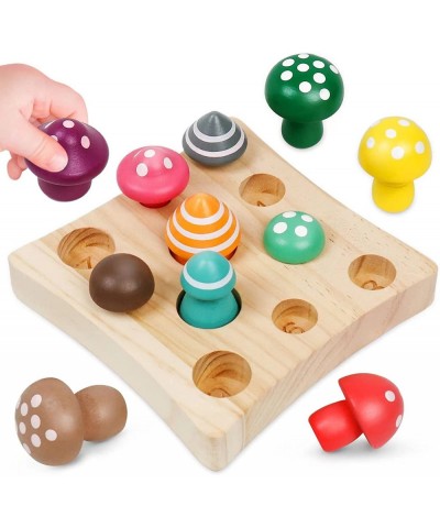 Wooden Montessori Toys for Toddler Educational Toys for 3 Year Old STEM Toys Mushroom Harvest Game Learing Shape Sorting & Nu...