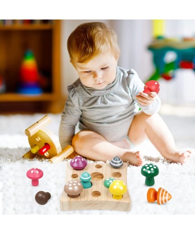 Wooden Montessori Toys for Toddler Educational Toys for 3 Year Old STEM Toys Mushroom Harvest Game Learing Shape Sorting & Nu...