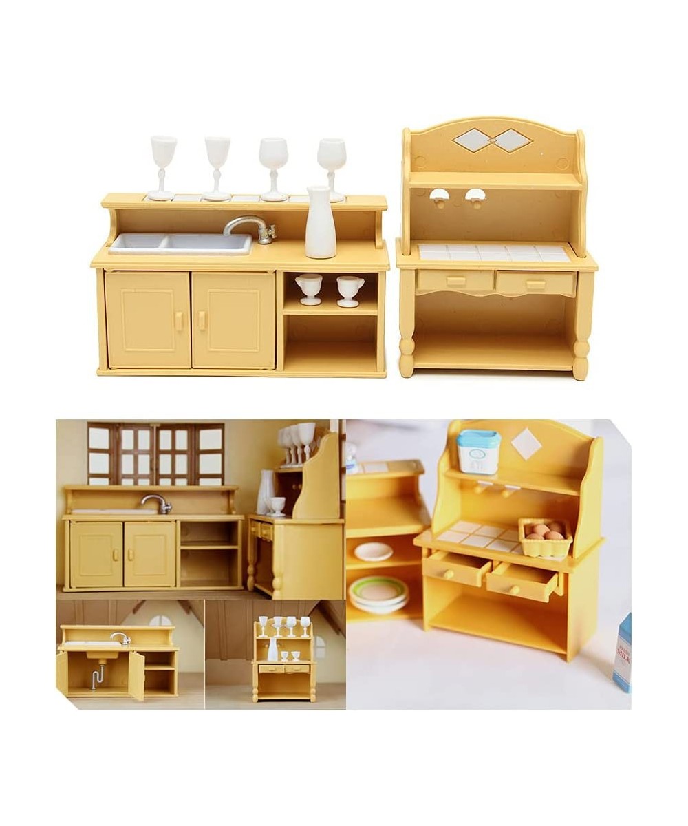 2Pcs Plastic Kitchen Cabinet Miniature Furniture Room Item Set Mini Accessory $18.14 Dollhouse Accessories