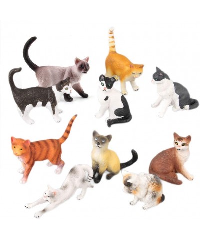 10PCS Cat Figures Toy Set Realistic Educational Kitty Cat Figurines Kitten Toys Easter Eggs Collection Animal Toy Playset for...