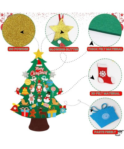 Glitter Felt Christmas Tree for Kids Wall - 3.4 Feet 30 Pieces | Felt Christmas Ornaments | DIY Felt Christmas Tree for Toddl...