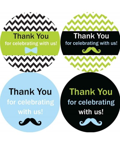 1.9 Inch Thank You Stickers Boy Baby Shower Favors Little Man 60 Labels Blue Black $20.03 Kids' Party Favor Sets