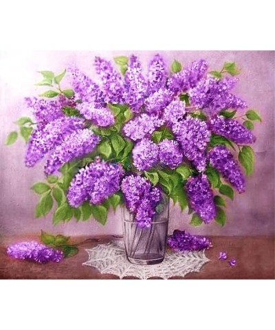 Full Drill 5d Diamond Painting Kits Cross Stitch Craft Kit New DIY Kits for Kids Adults Paint by Number Kits (Purple Flower 2...