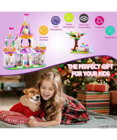 Girls Princess Castle Building Blocks 667Pcs Dream Castle Building Blocks Toys Pink Palace Creative Roleplay Toys Birthday Gi...