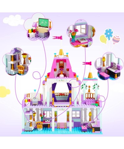 Girls Princess Castle Building Blocks 667Pcs Dream Castle Building Blocks Toys Pink Palace Creative Roleplay Toys Birthday Gi...