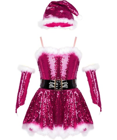 Big Girls Christmas Outfit Sequins Figure Ice Roller Skating Ballet Dance Leotard Dress with Hat Arm Sleeves $34.86 Kids' Cos...