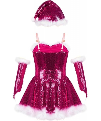 Big Girls Christmas Outfit Sequins Figure Ice Roller Skating Ballet Dance Leotard Dress with Hat Arm Sleeves $34.86 Kids' Cos...