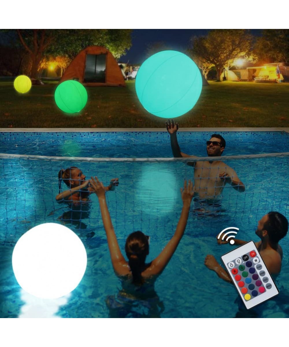 16" LED Beach Ball with Remote Control - 16 Colors Lights and 4 Light Modes Outdoor Pool Beach Party Games for Kids Adults IP...