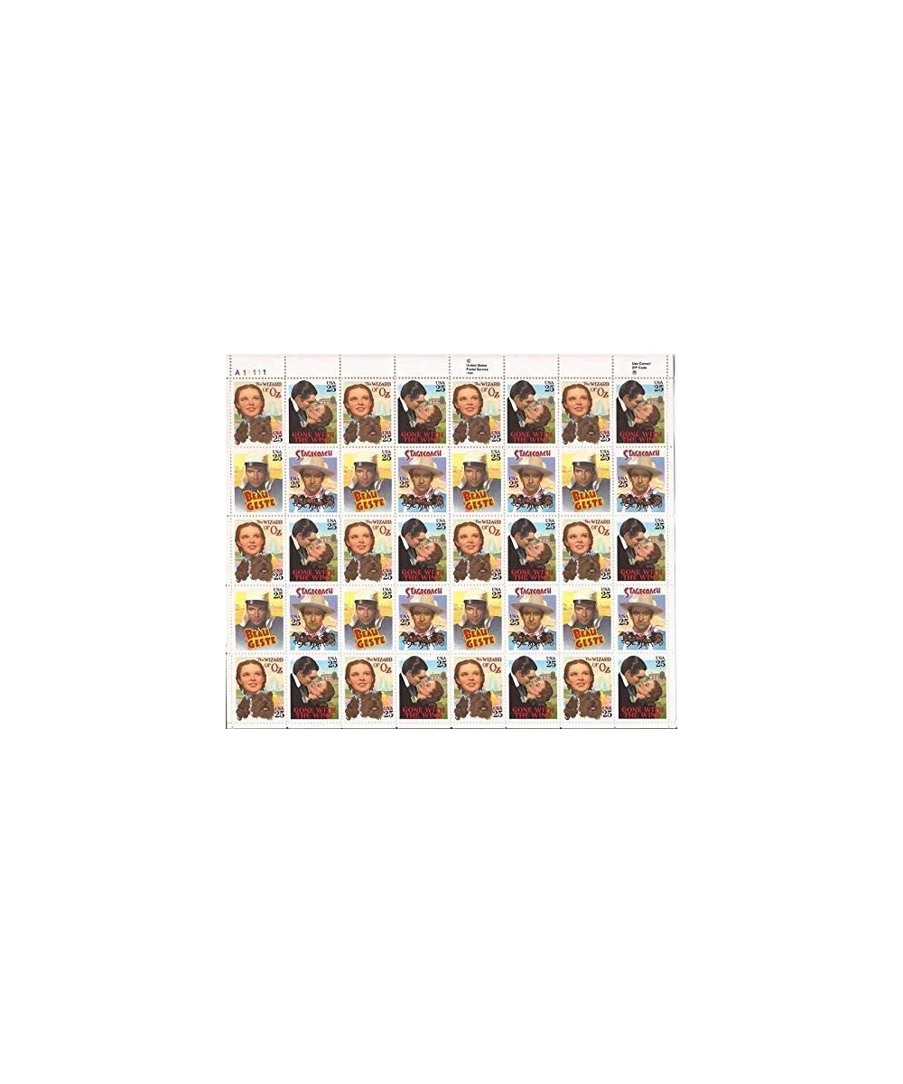 1990 25 Cent Classic Films Sheet of 40 Postage Stamps - Scott 2445-8a $25.56 Collectible Postage Stamps