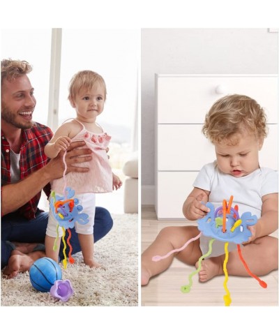 Baby Toys 12-18 Months Baby Sensory Toys Silicone Pull String Toys Baby Montessori Toys Activity Toy for Toddlers 1-3 Travel ...