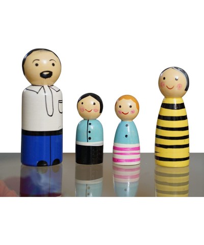 Channapatna Lacquered Family Dolls Handmade & Hand Painted Non Toxic Wooden Peg Dolls Family (2 Years+)- Multicolor Improves ...