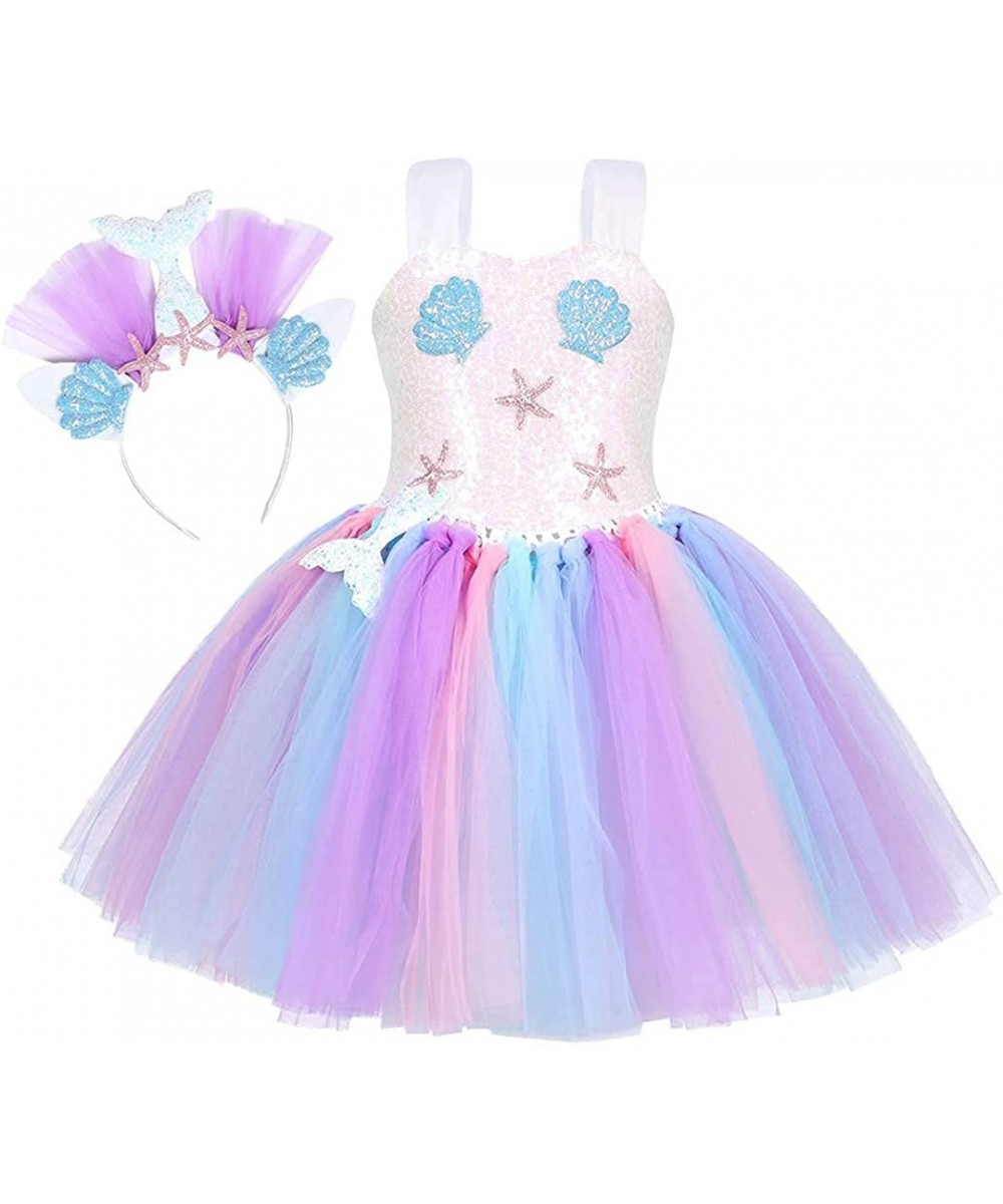 Mermaid Tutu for Girls Birthday Party Mermaid Halloween Costume Cosplay Sequins Clothes with Mermaid Headband $50.20 Kids' Co...