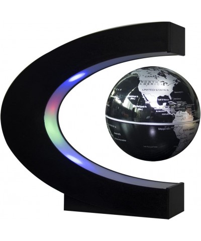 Floating Globe with LED Lights C Shape Magnetic Levitation Floating Globe World Map for Desk Decoration (Black-Silver) $42.97...