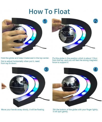 Floating Globe with LED Lights C Shape Magnetic Levitation Floating Globe World Map for Desk Decoration (Black-Silver) $42.97...