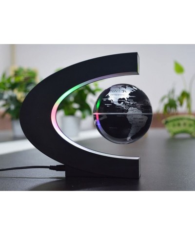 Floating Globe with LED Lights C Shape Magnetic Levitation Floating Globe World Map for Desk Decoration (Black-Silver) $42.97...