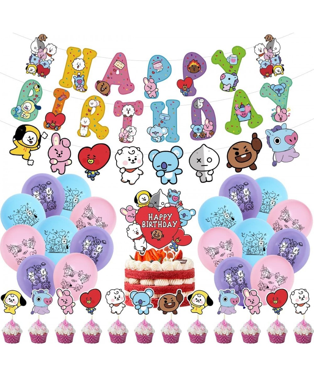 Cute cartoon Birthday party supplies decoration cake toppers banner decor include happy birthday flags balloons cakes flag de...